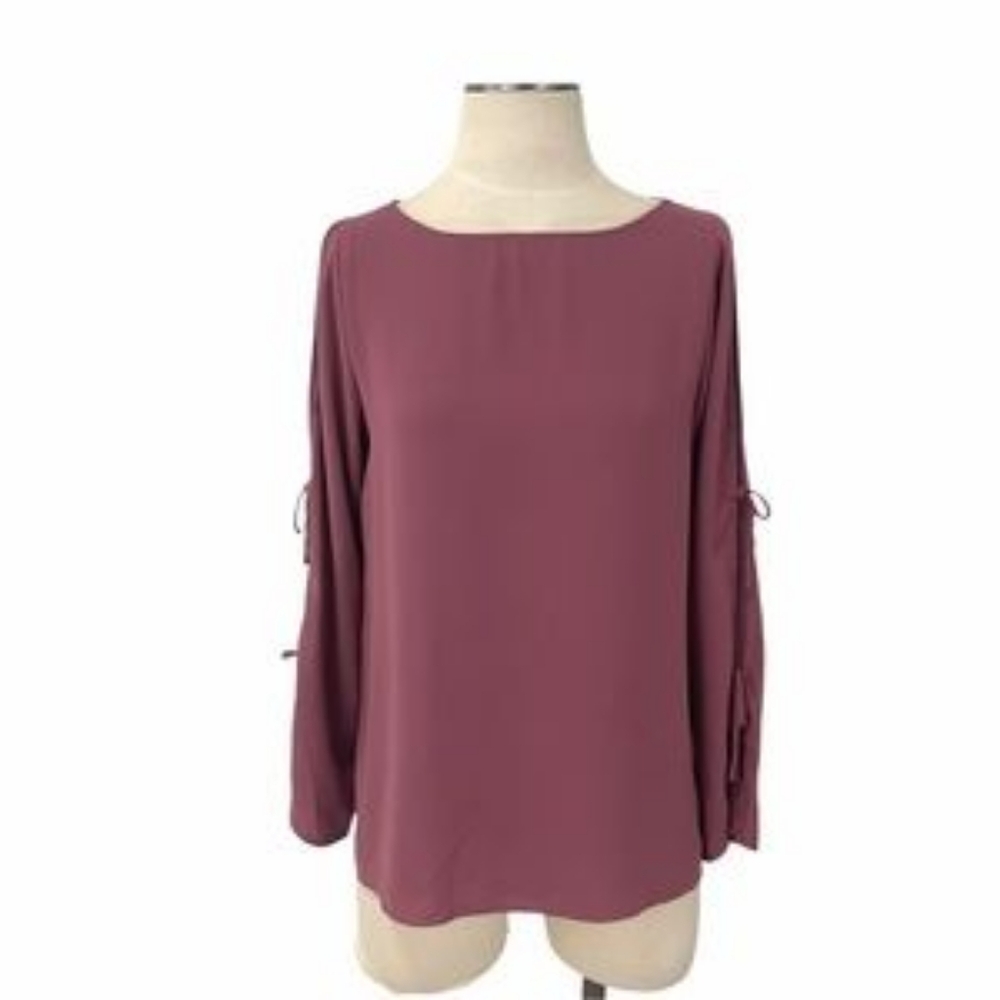 Wilfred Aritzia Pozzi Black Open Tie Sleeve Blouse Size L
